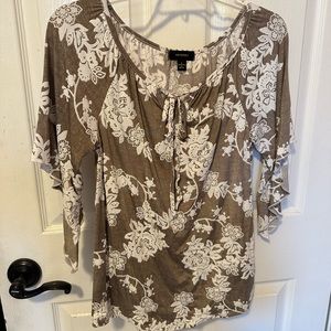 Brown floral long sleeve blouse size small